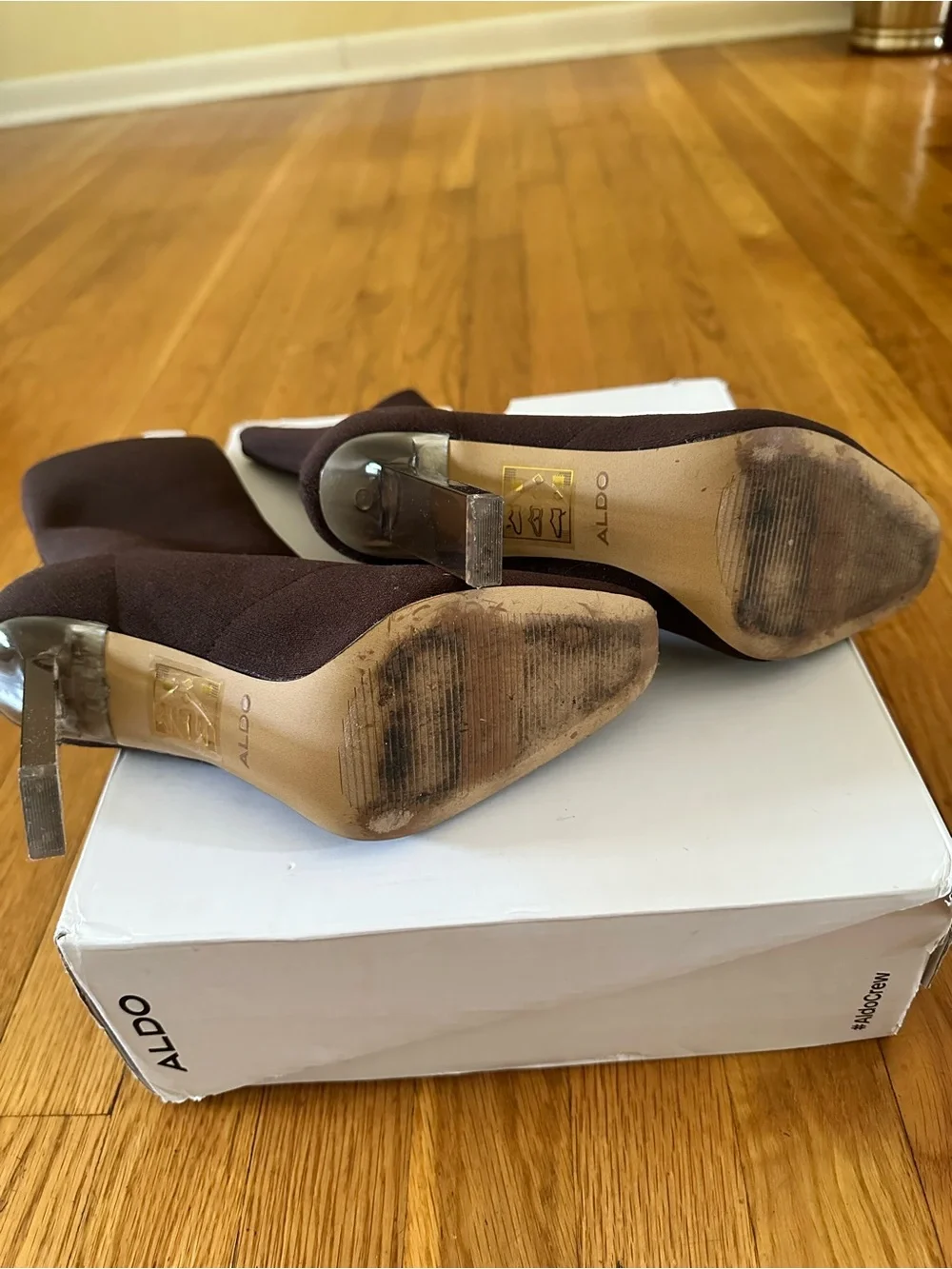 Aldo Stretch Sock Booties in Deep Brown - Women Accessories